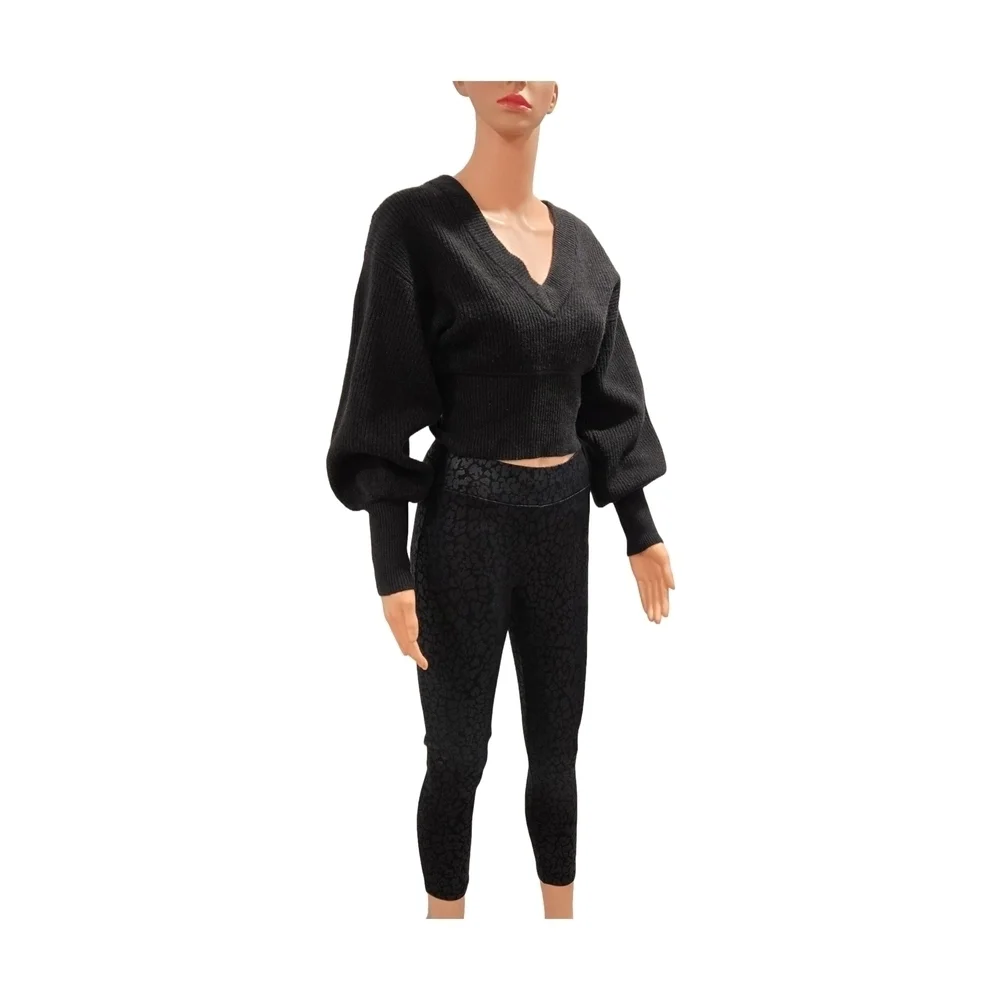 Express Black V-Neck Sweater with Ribbed Cuffs - Picture 5 of 10